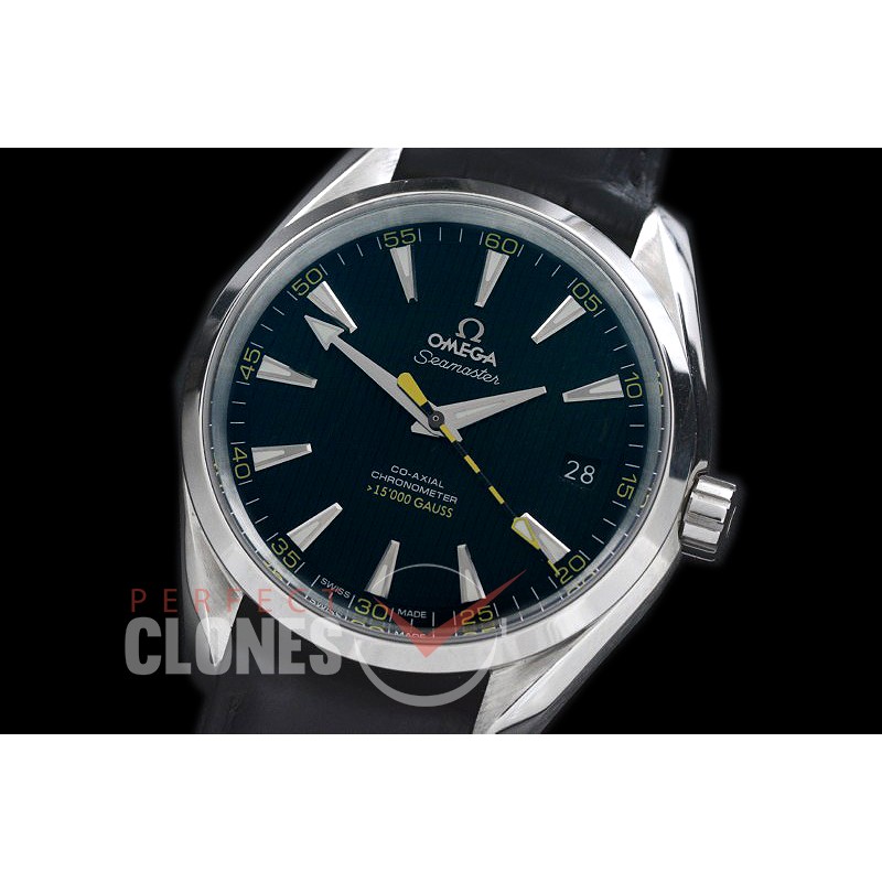 0 0 OMAT41-103L Aqua Terra Date Automtaic SS/LE Black/Yellow A-2824/8500 Mod