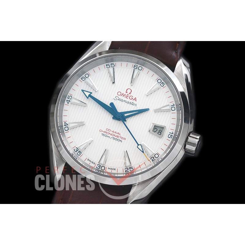 0 0 OMAT41-101L Aqua Terra Date Automtaic SS/LE White A-2824/8500 Mod