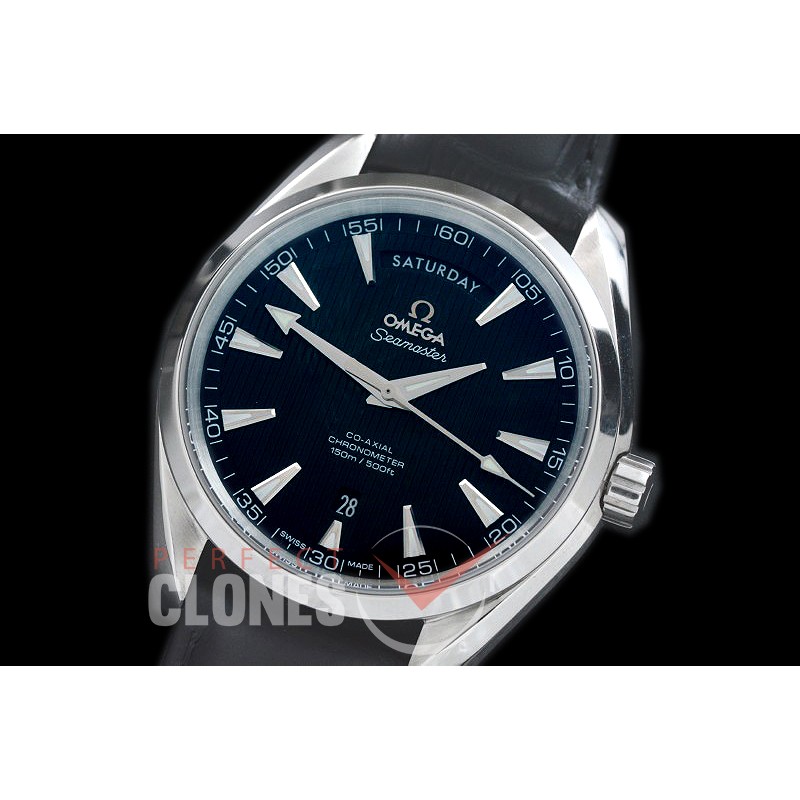 0 0 OMAT41DD-202L Aqua Terra Day/Date Automtaic SS/LE Black A-2836/8602 Mod