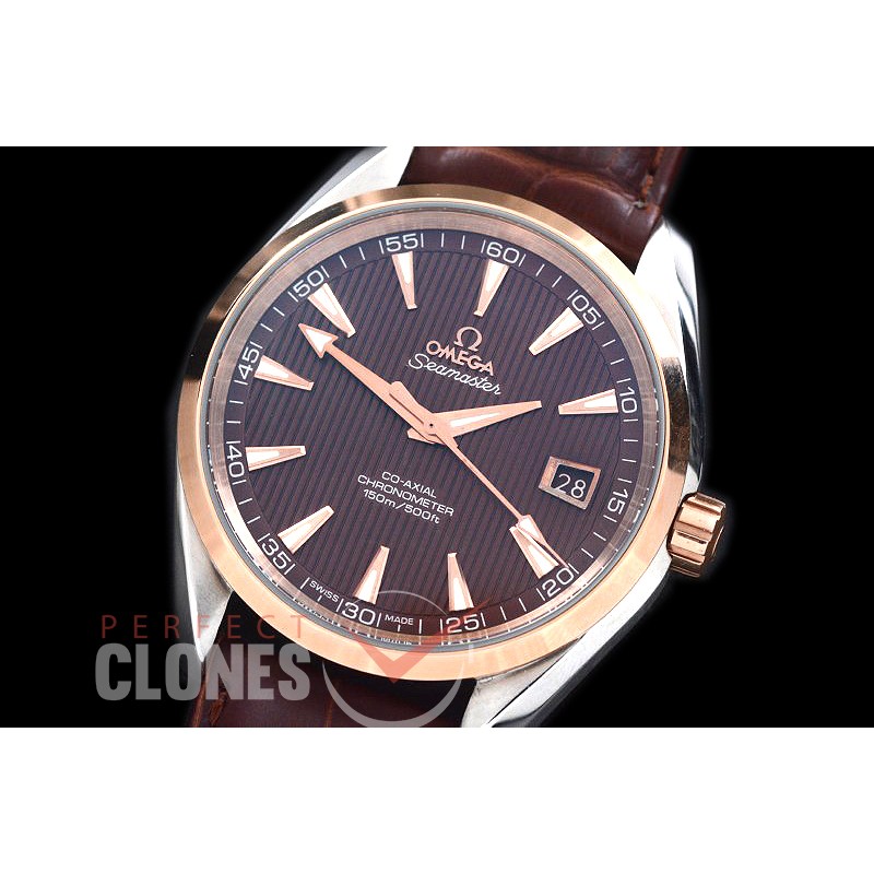 0 0 OMAT41-113L Aqua Terra Date Automtaic SS/RG/LE Brown A-2824/8500 Mod