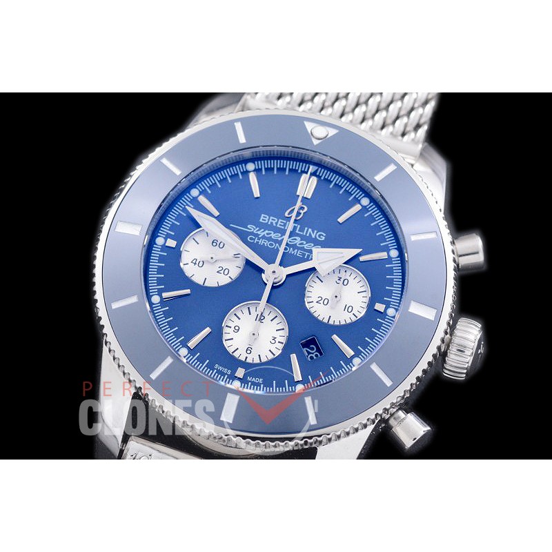 0 BLSF05003M Superocean Heritage Chronograph SS/ME Blue A-7750