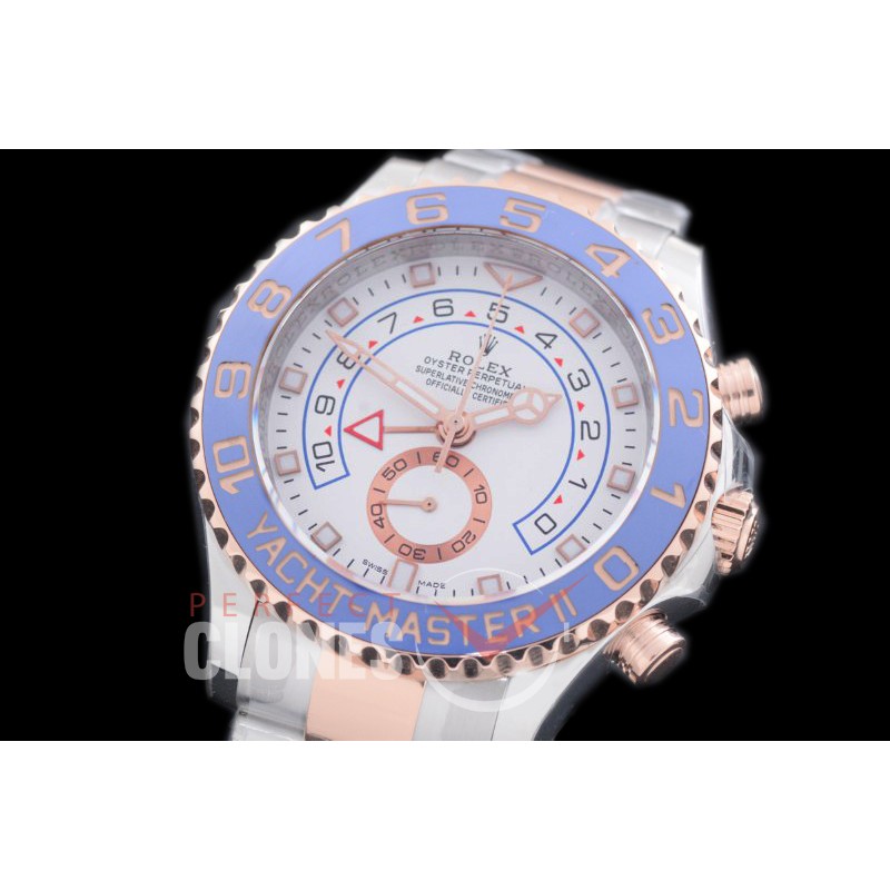 0 RLYM2-18K-102 Yachtmaster II 116681 SS/RG White A-7750/Mod to Calibre 4161