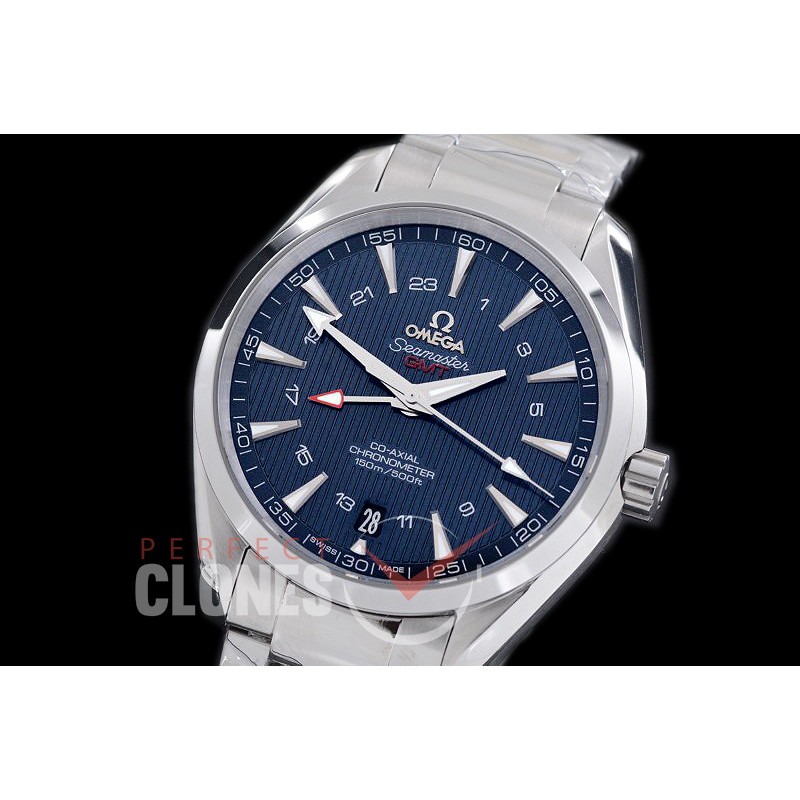 OMAT43.5-074 XF Aqua Terra GMT Automtaic SS/SS Blue VS Cal 8605 Superclone