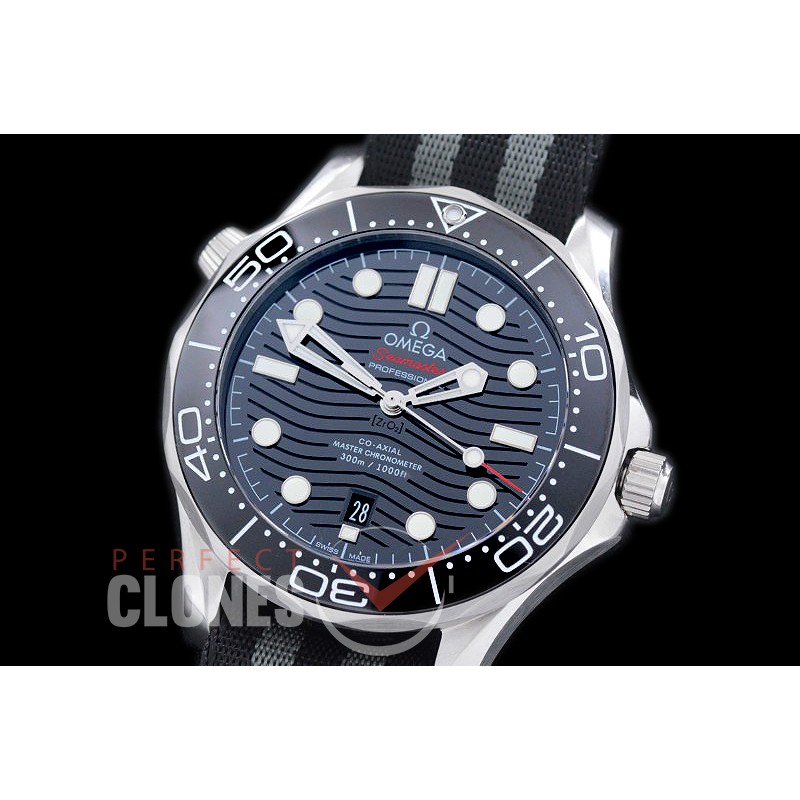0 OM300M-002 2018 Basel Seamaster Diver 300M SS/NT Black Asian Clone 8800