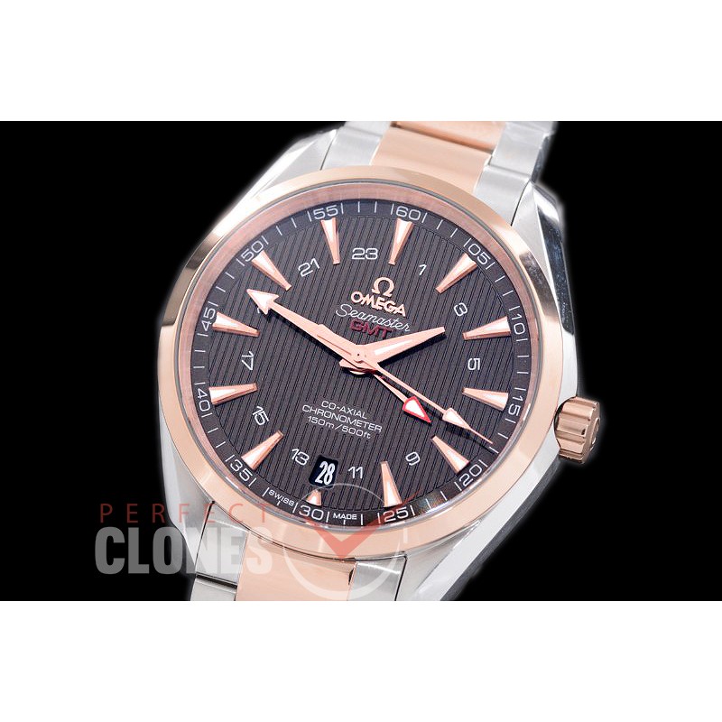 OMAT41-085 XF Aqua Terra GMT Automtaic SS/RG Brown VS Cal 8605 Superclone