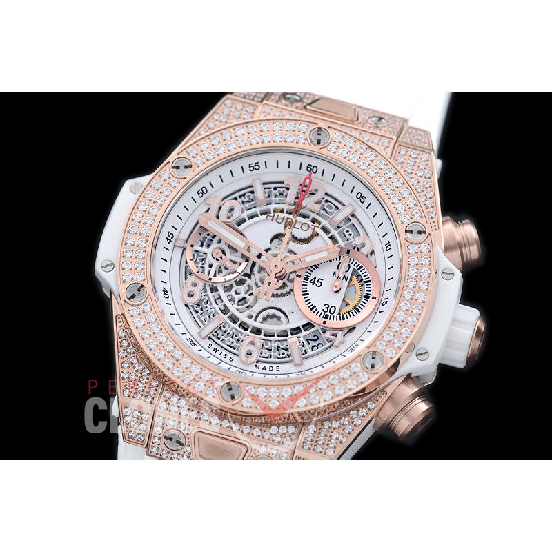 HB45-023F Big Bang Unico RG/Diam/RU White Skeleton Asian 7750 28800 