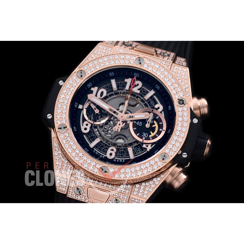 HB45-021F Big Bang Unico RG/Diam/RU Grey Skeleton Asian 7750 28800 