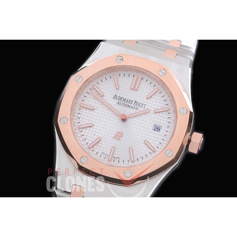 AP15202-121 Royal Oak Jumbo Automatic 15202 SS/RG White Asian 2813 