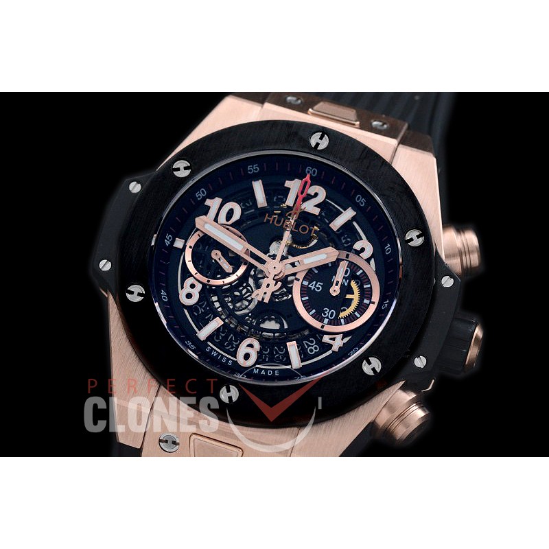 HB45-022C Big Bang Unico RG/CER/RU Black Skeleton Asian 7750 28800 