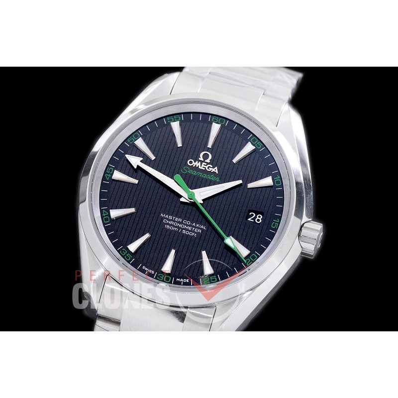 OMAT41-004 XF/VSF Aqua Terra Date Automtaic SS/SS Black/Green Golf VS Cal 8500 Superclone