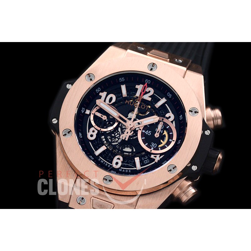 HB45-022 Big Bang Unico RG/RU Black Skeleton Asian 7750 28800 