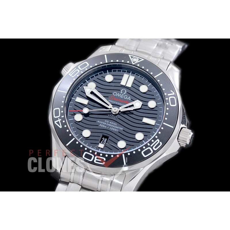 0 OM300M-002S 2018 Basel Seamaster Diver 300M SS/SS Black Asian Clone 8800 Free Nato Strap