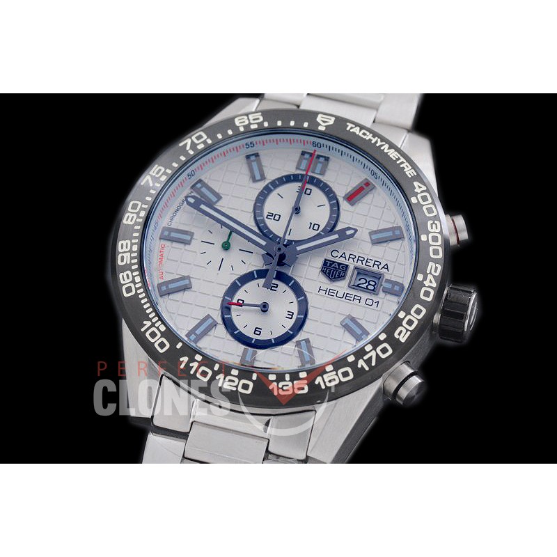 TGCH1-151S Carrera Heuer-01 Chronograph SS/SS White Jap OS 10 Quartz 