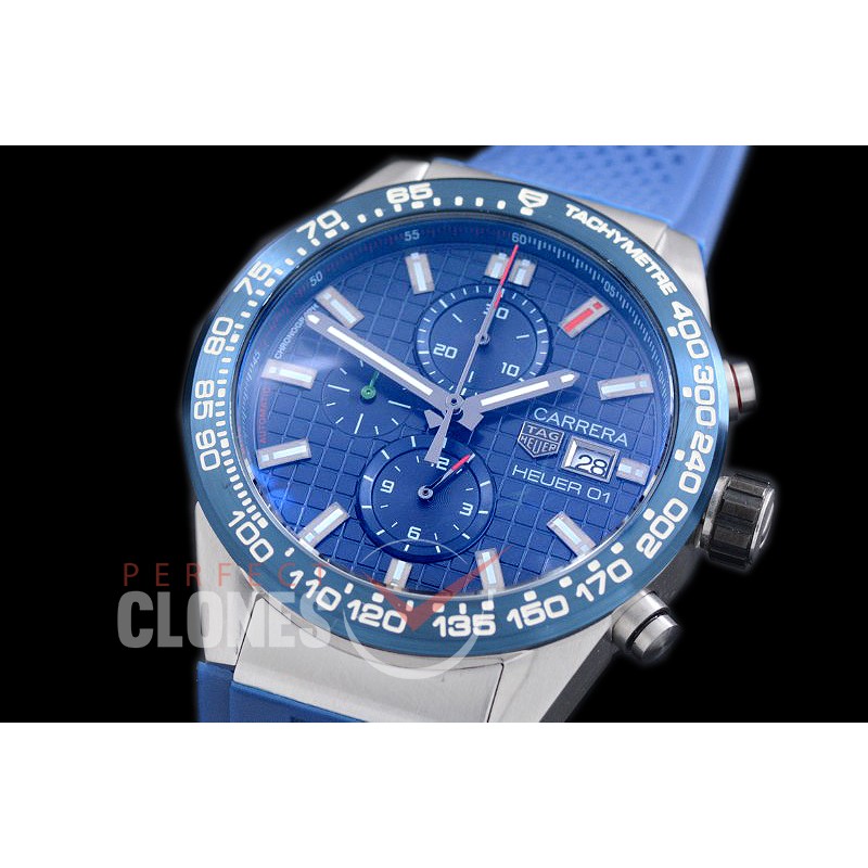 TGCH1-153R Carrera Heuer-01 Chronograph SS/RU Blue Jap OS 10 Quartz 