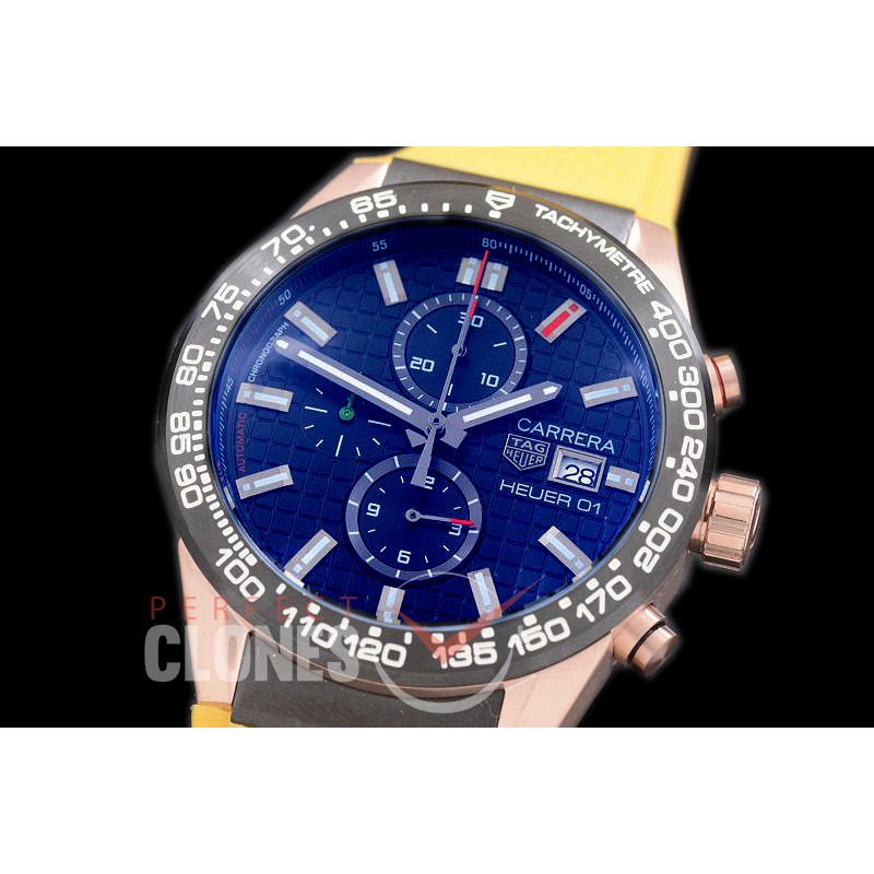 TGCH1-157R-2 Carrera Heuer-01 Chronograph RG/RU Black Jap OS 10 Quartz 