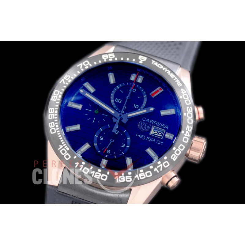 TGCH1-157R-1 Carrera Heuer-01 Chronograph RG/RU Black Jap OS 10 Quartz 