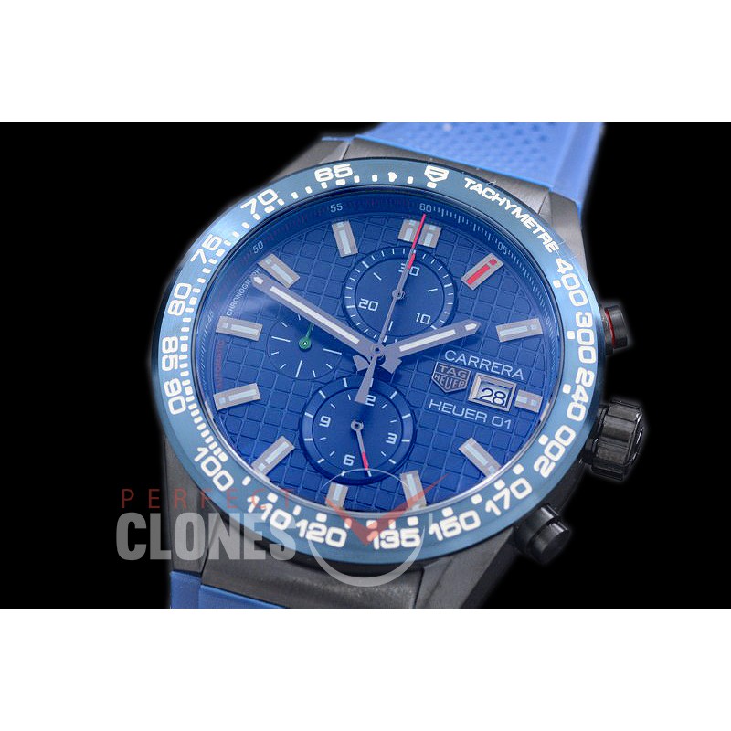 TGCH1-163R Carrera Heuer-01 Chronograph PVD/RU Blue Jap OS 10 Quartz 