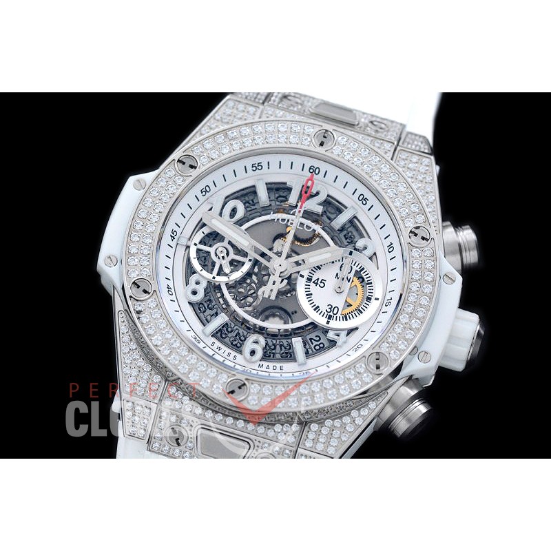 HB45-013F Big Bang Unico SS/DIAM/RU White Skeleton Asian 7750 28800 