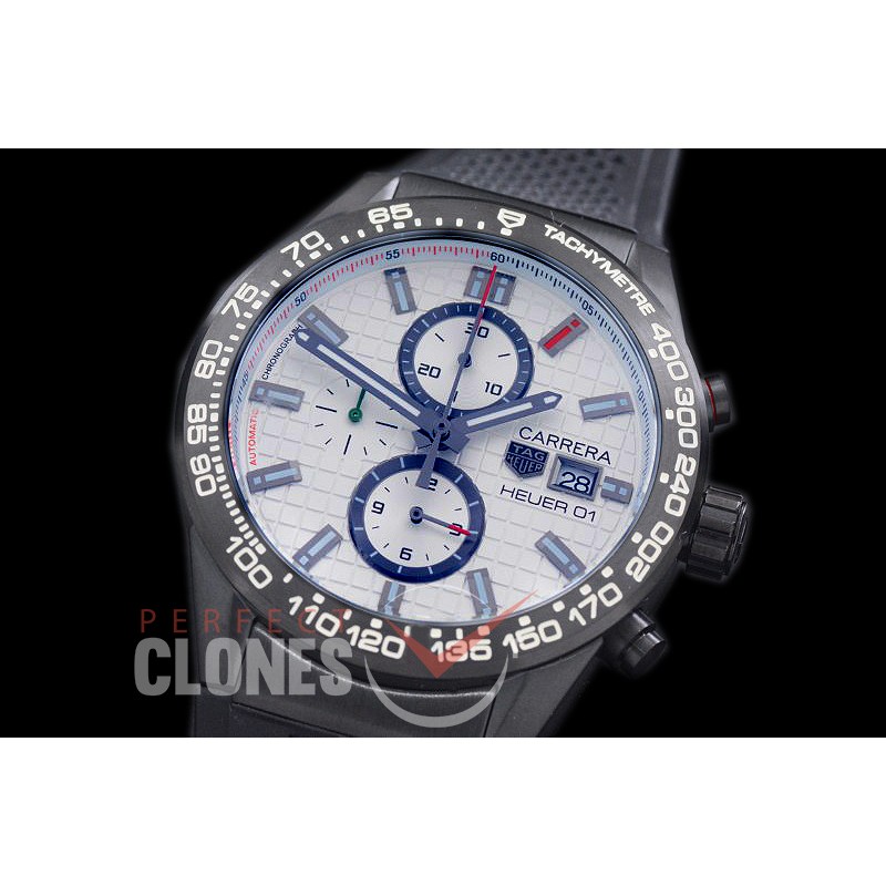 TGCH1-161R Carrera Heuer-01 Chronograph PVD/RU White Jap OS 10 Quartz 