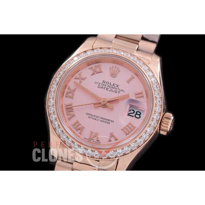 R28DJR-625D 279135RBR Datejust Ladies 28mm Fluted/President RG/RG Rose Roman ETA 2671
