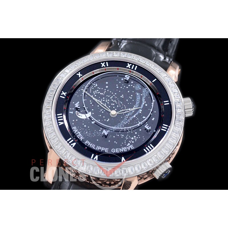 0 PPSM00056D 5102 Sky Moon Celestial Automatic SS/RG/LE Black Asian Custoomized