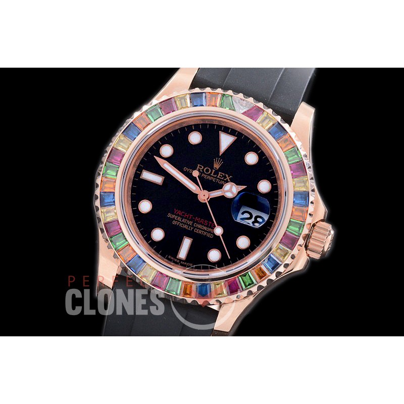 RYMENR00972 GMF 904L Steel YM 116695SATS Everose/Gem Set Rainbow Bez Men RG/RU Black SA 3135