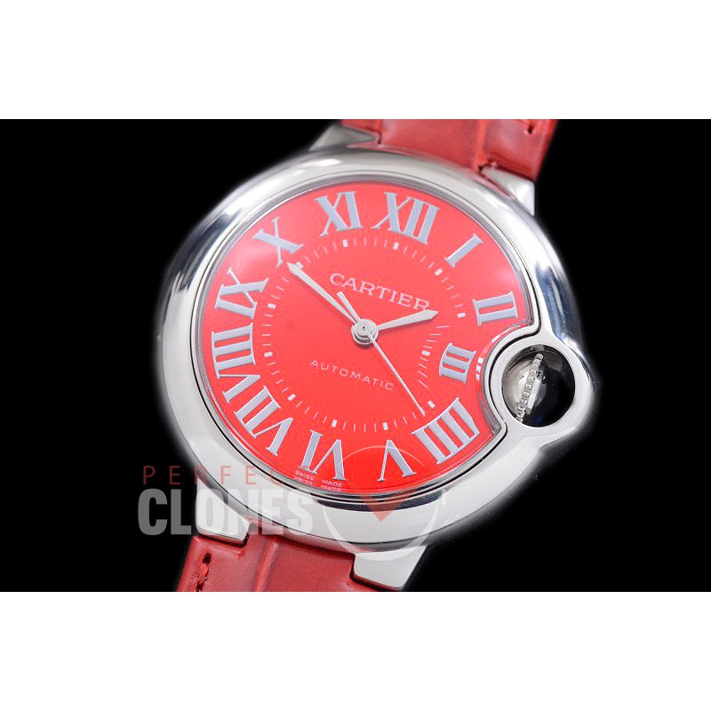 0 0 CARBA-33-203L V6F Ballon de Cartier Midsize 33 SS/LE Red Miyota NL05 Mod to Cali 076