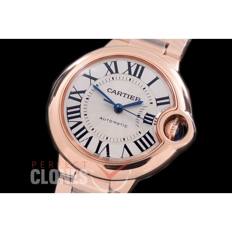 0 0 CARBA-33-231S V6F Ballon de Cartier Midsize 33 RG/RG White Miyota NL05 Mod to Cali 076