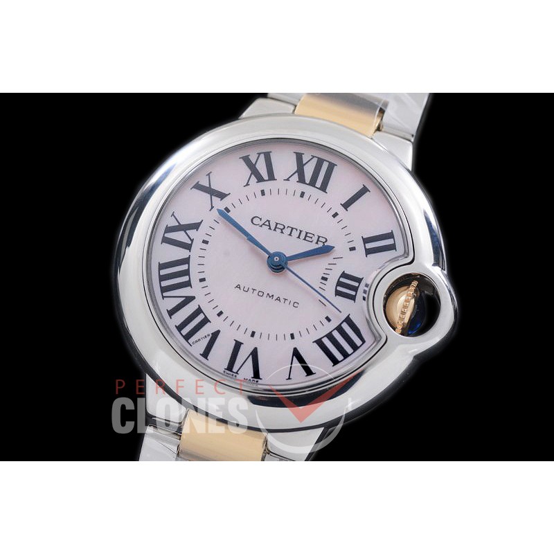 0 0 CARBA-33-212S V6F Ballon de Cartier Midsize 33 SS/YG MOP Pink Miyota NL05 Mod to Cali 076