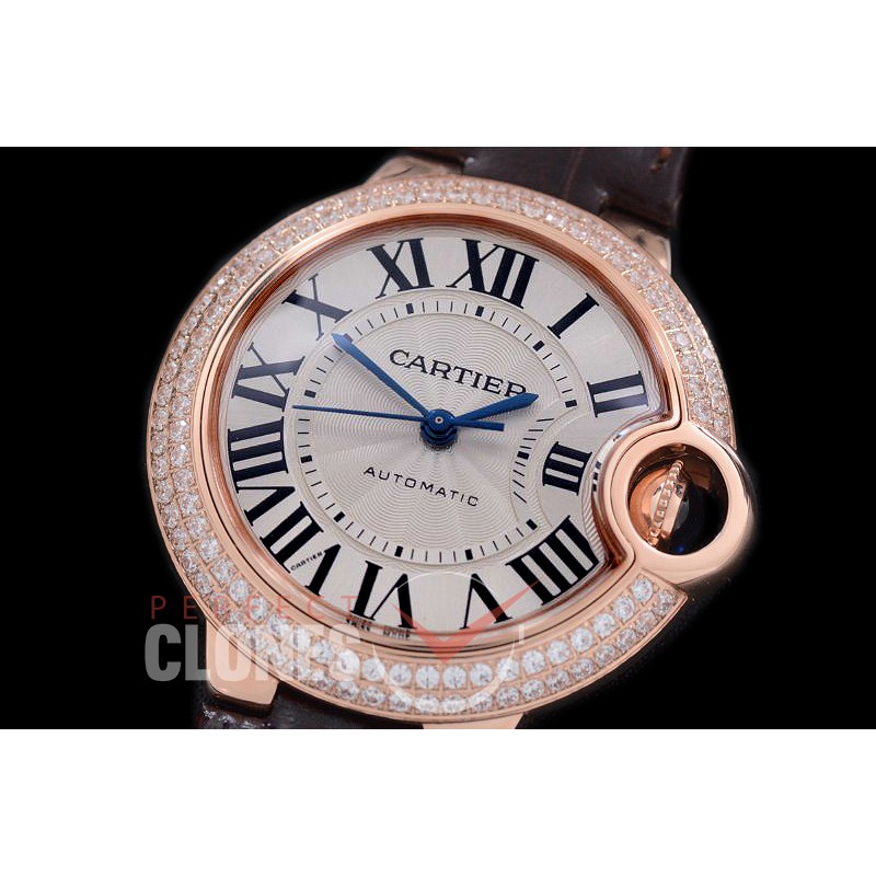 0 0 CARBA-33-231LD V6F Ballon de Cartier Midsize 33 RG/LE White Miyota NL05 Mod to Cali 076
