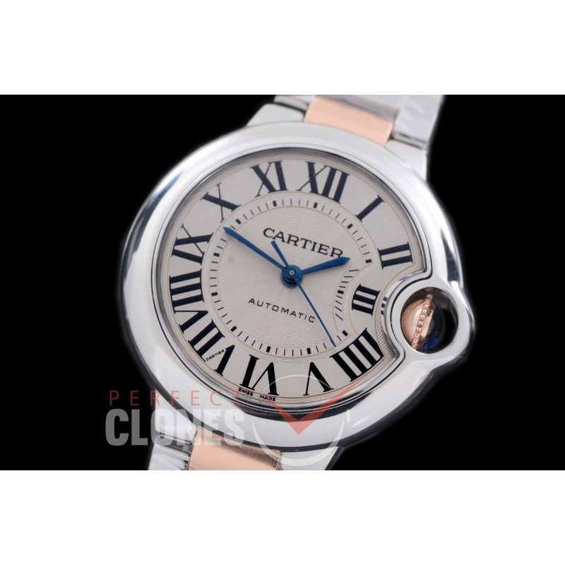 0 0 CARBA-33-216S V6F Ballon de Cartier Midsize 33 SS/RG White Miyota NL05 Mod to Cali 076