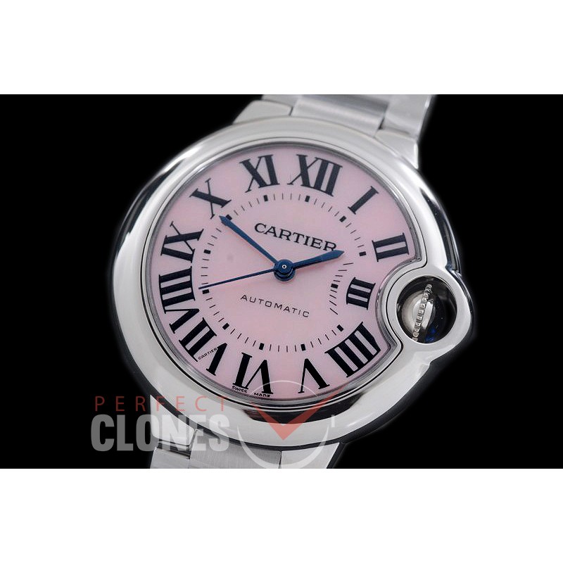0 0 CARBA-33-205S V6F Ballon de Cartier Midsize 33 SS/SS MOP Pink Miyota NL05 Mod to Cali 076