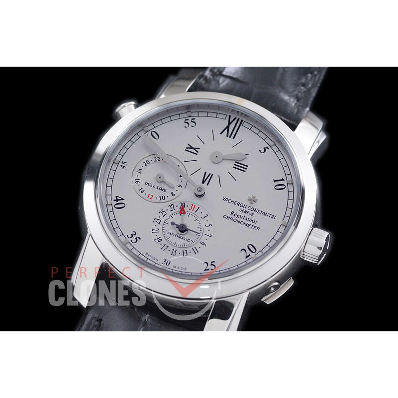 0 0 0 0 0 VCM-DRG-101 Malte Duo Time Regulatuer SS/LE White Asian Customized Calibre 1206 Movt - Full Functions 
