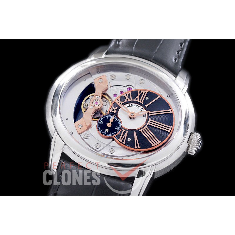 AP15350-109 Millinery 4102 SS/LE Black-White/Rose Gold Roman Asian Customized 4101 Movt