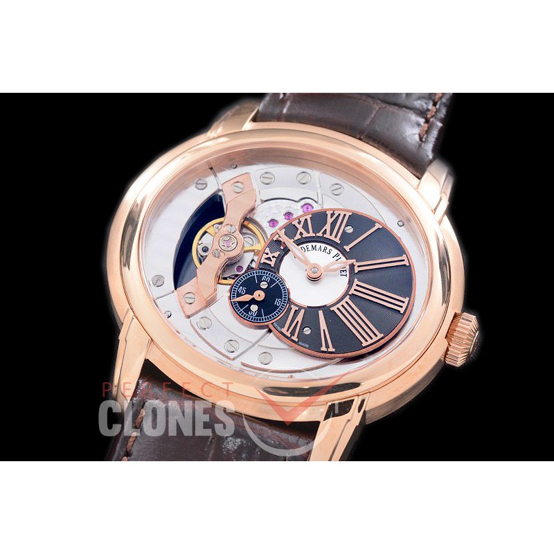 AP15350-119 Millinery 4101 RG/LE Opal Black-White/Rose Gold Roman Asian Customized 4101 Movt 