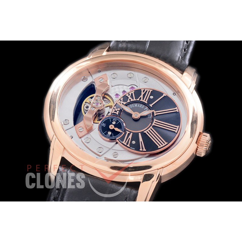 AP15350-118 Millinery 4101 RG/LE Opal Black/Rose Gold Roman Asian Customized 4101 Movt 