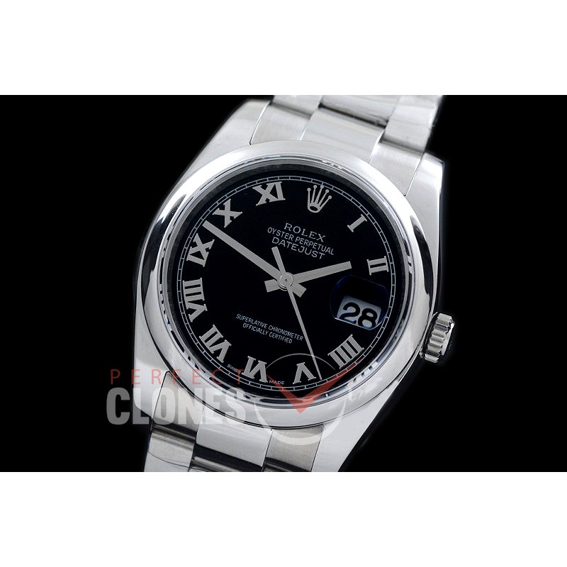 R36DJS-812 ARF/JF 116200 SS/SS Smooth/Oyster Black Roman SH 3135 904L Steel 