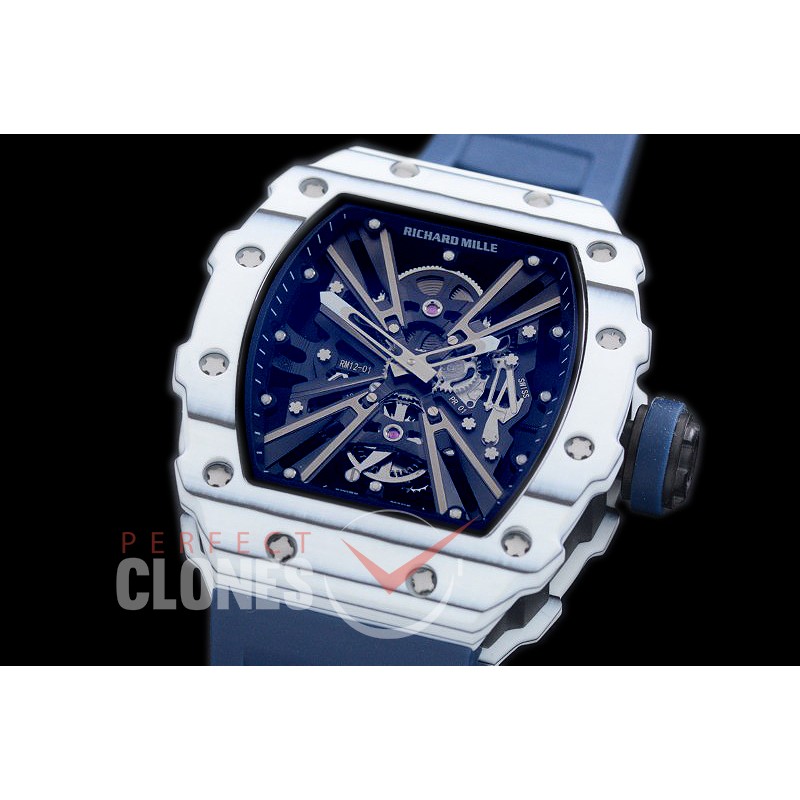 RM012-01-125 RM012 Tourbillon White/Dark Blue NTPT/RU Black Skeleton Customized Movt