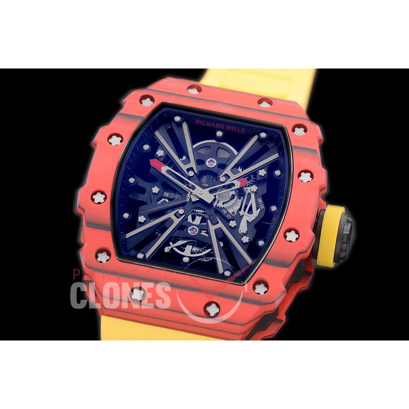 RM012-01-116 RM012 Tourbillon Red/Yellow NTPT/RU Black Skeleton Customized Movt