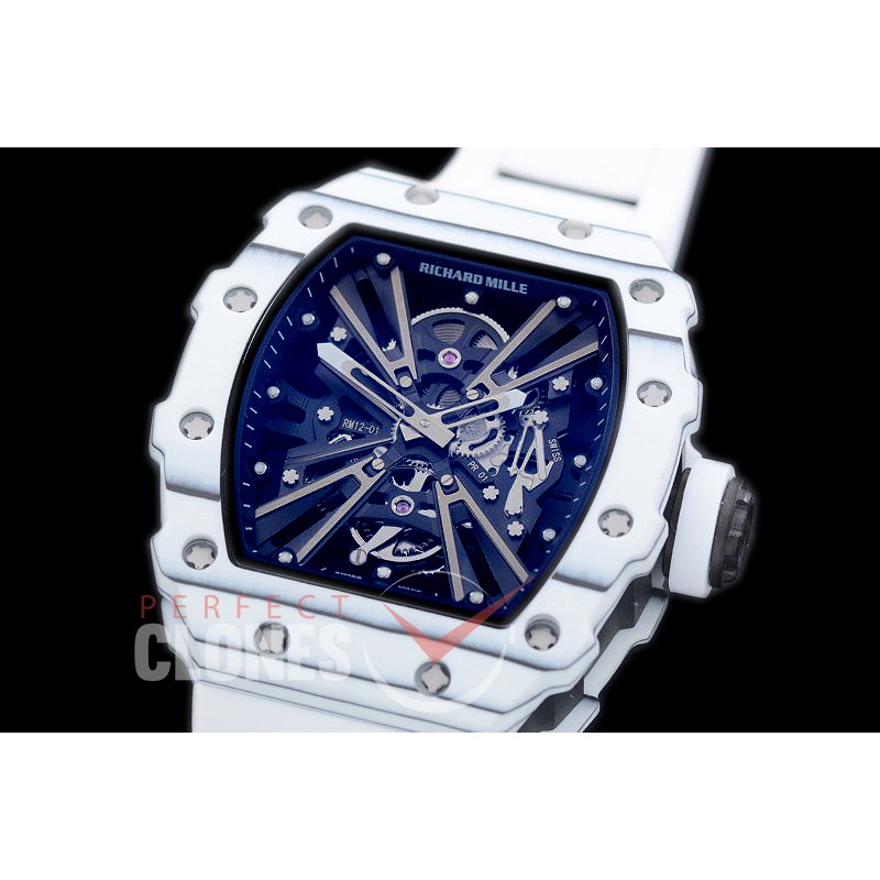 RM012-01-128 RM012 Tourbillon White/White NTPT/RU Black Skeleton Customized Movt
