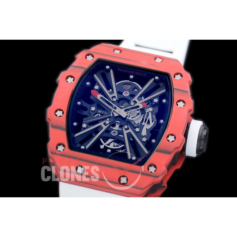 RM012-01-118 RM012 Tourbillon Red/White NTPT/RU Black Skeleton Customized Movt