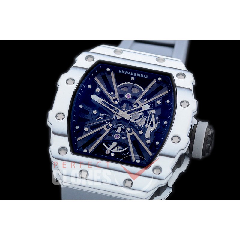 RM012-01-127 RM012 Tourbillon White/Grey NTPT/RU Black Skeleton Customized Movt