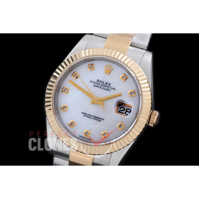 R41DJT-718 116333 SS/YG Fluted/Oyster MOP White Diamonds SA 3136