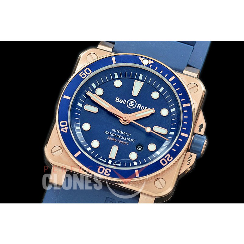 0 0 0 BR03-92-057 BR03-92 Diver RG/RU Blue Miyota 9015 