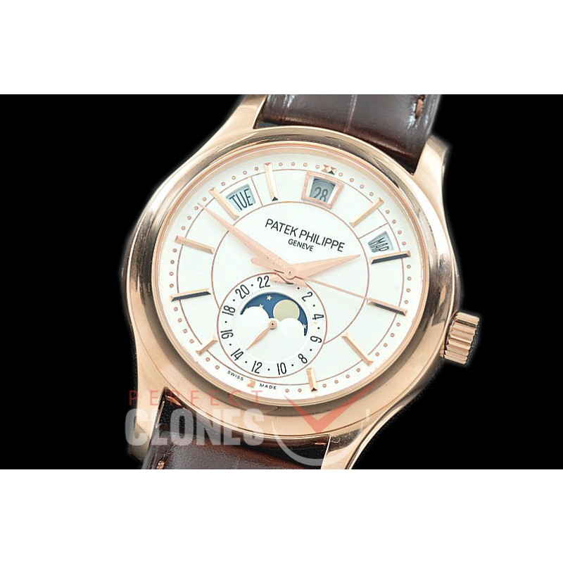 PP-5205-161 GRF 5205 V2 Annual Calendar / Moon Phase Complications RG/LE White Asian Clone Calibre 324 S QALU24H/206 Movement 