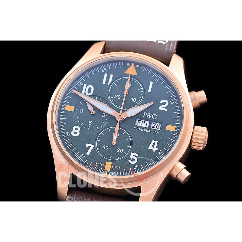 0 0 0 0 0 IWP00088B ZF Pilot Chronograph 387902 Spitfire Bronze Limited Edition BR/LE Grey A-7750