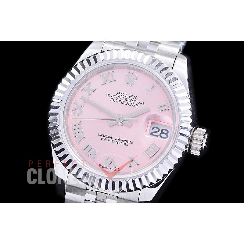 R28DJS-2R-136J BP 2023 Datejust 28mm Ladies 279174 SS/SS Fluted/Jubilee Pink Roman Eta 2671