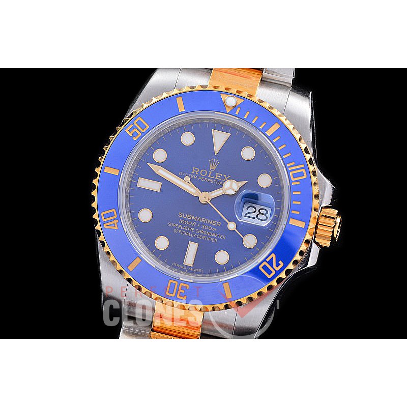 RLST00602W KF 904L Steel/18K Wrapped Gold Submariner 116613LB SS/YG Blue SH 3135