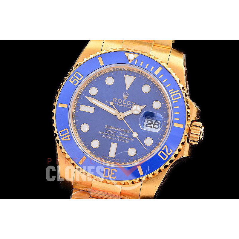 RLSF00602W KF 904L Steel/18K Thick Wrapped Gold Submariner 116618LB YG/YG Blue SH 3135