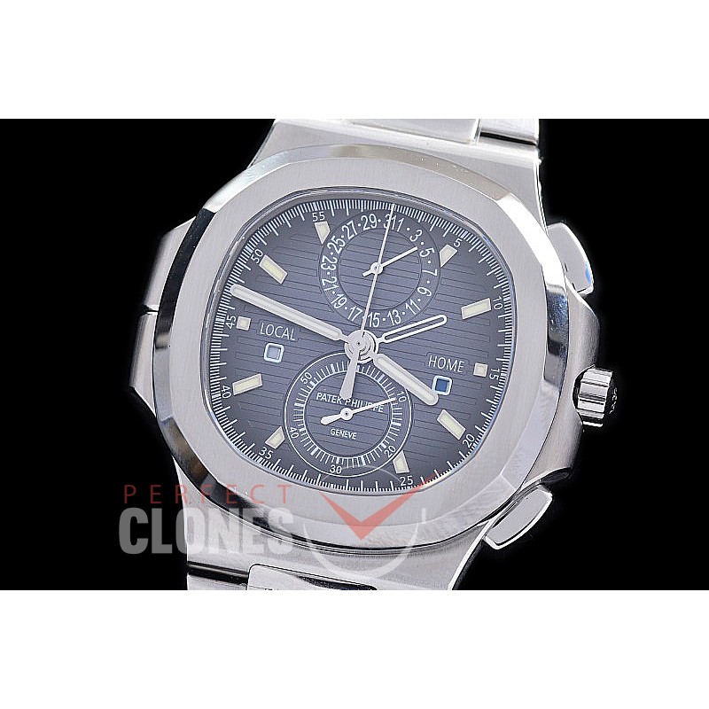 PP-5990-103S PPF Nautilus 5990 Travel Time Chronograph SS/SS Blue Asian Clone Calibre CH28-520 C